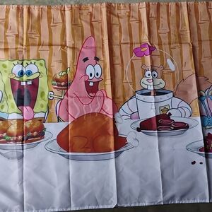 SPONGEBOB AND FRIENDS TURKEY DINNER FLAG/BANNER 5X3 FT DORM ROOM BEDROOM DECOR